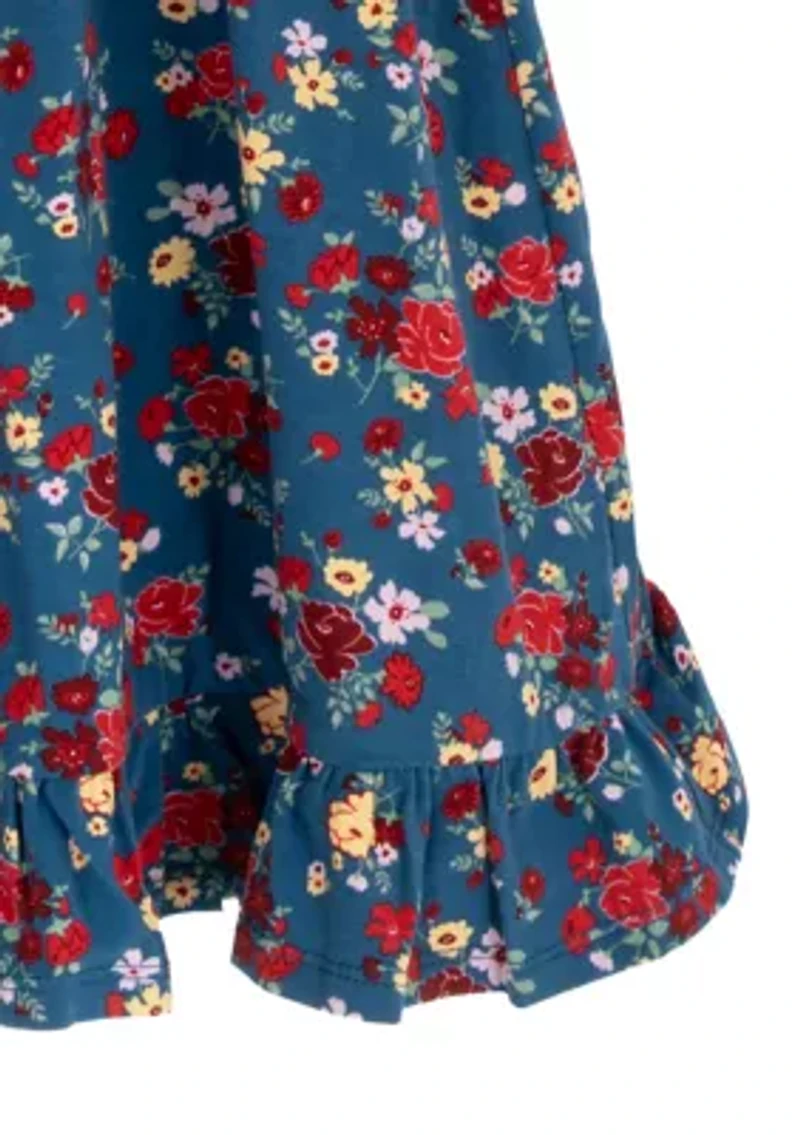Girls 7-16 Long Sleeve Smock Waist Dress