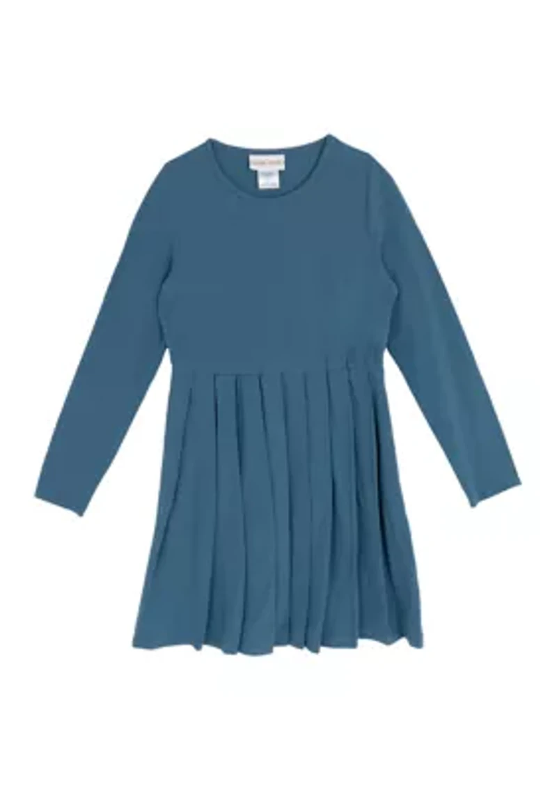 Girls 7-16 Long Sleeve Pleated Dress