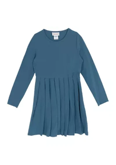 Girls 7-16 Long Sleeve Pleated Dress