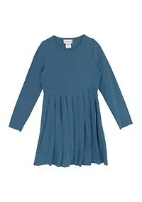 Girls 7-16 Long Sleeve Pleated Dress