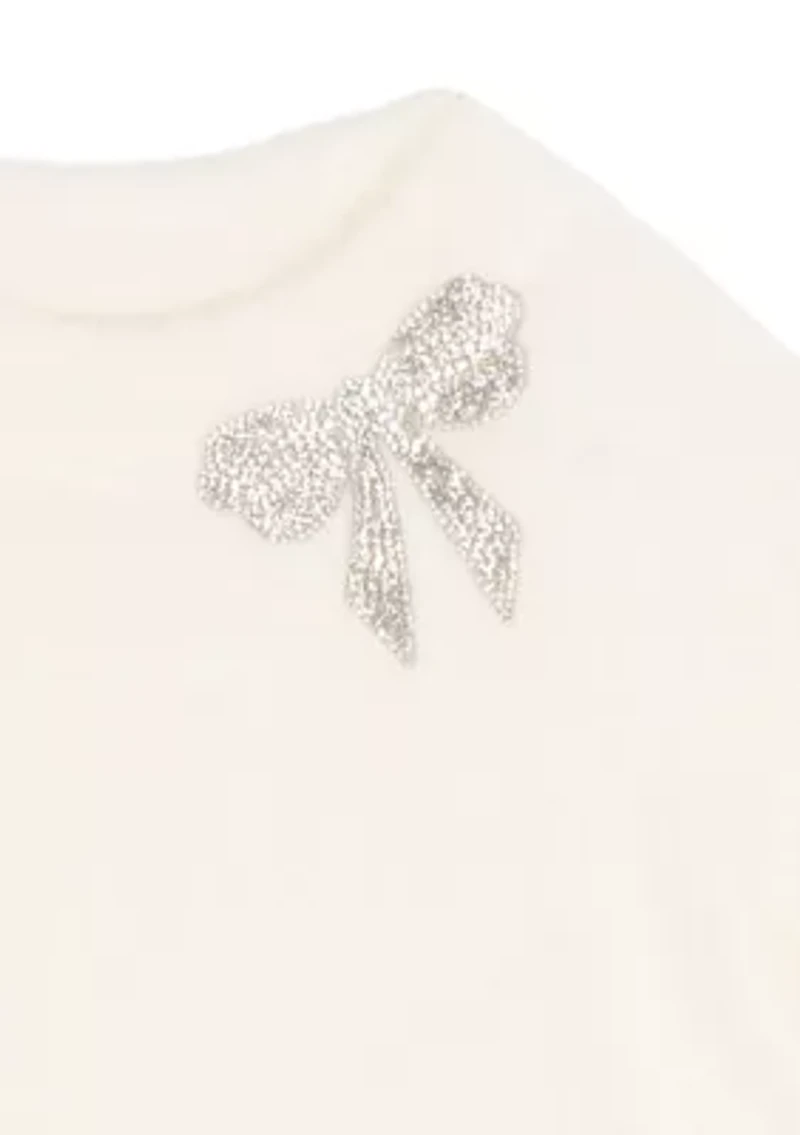 Girls 7-16 Sequin Sweater, Flare Legging and Headband Set