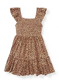 Girls 4-6 Leopard Smocked Dress