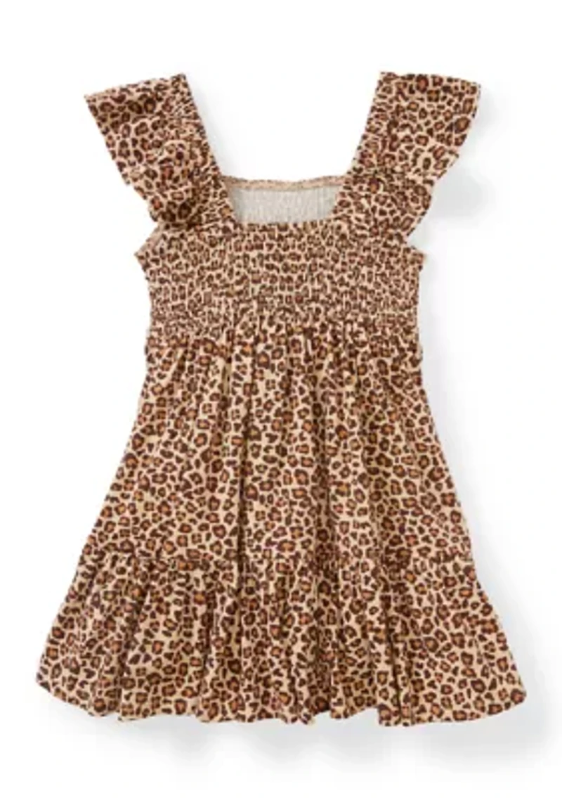 Girls 4-6 Leopard Smocked Dress