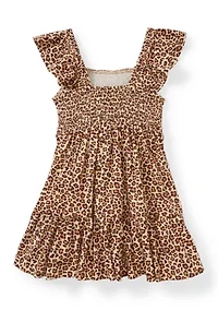 Girls 4-6 Leopard Smocked Dress