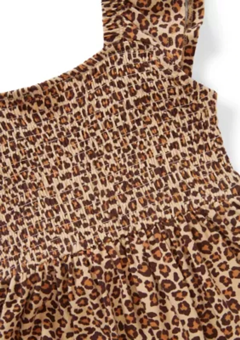 Girls 4-6 Leopard Smocked Dress