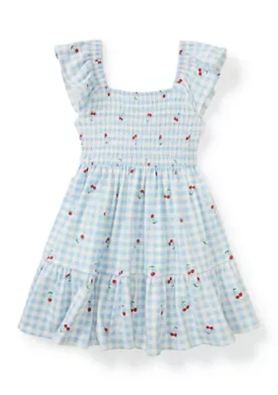 Girls 4-6 Cherry Gingham Smocked Dress