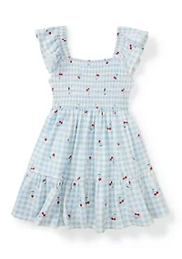 Girls 4-6 Cherry Gingham Smocked Dress