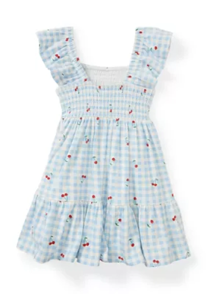 Girls 4-6 Cherry Gingham Smocked Dress