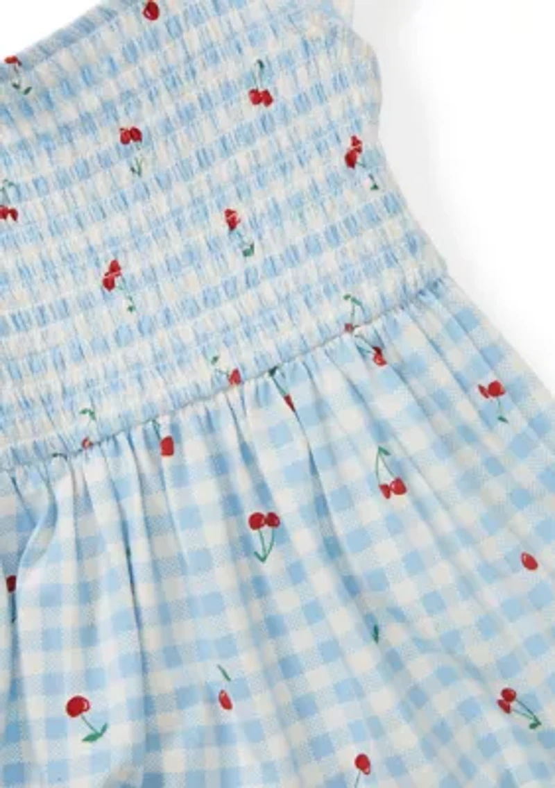Girls 4-6 Cherry Gingham Smocked Dress
