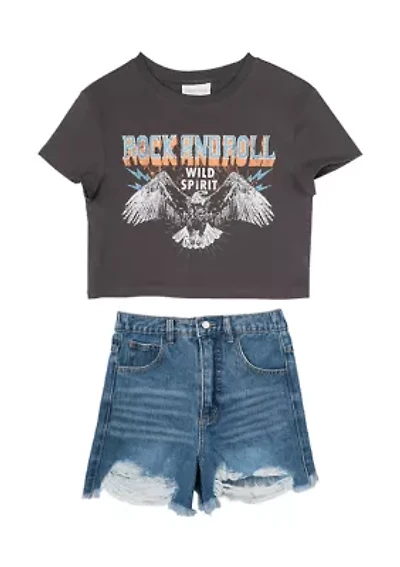 Girls 7-16 Free Spirit Graphic T-Shirt and Shorts Set