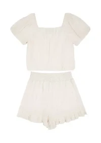 Girls 7-16 Gauze Embellished Top and Shorts Set