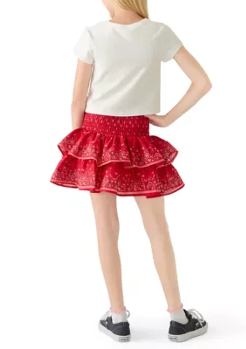 Girls 7-16 Patchwork Stars Shirt and Skort Set