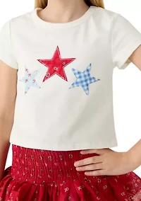 Girls 7-16 Patchwork Stars Shirt and Skort Set