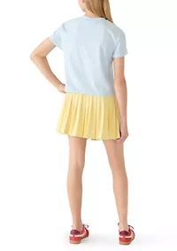 Girls 7-16 2 Piece Graphic Shirt To Plated Active Tennis Skort