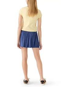Girls 7-16 2 Piece Graphic Shirt to Pleated Active Tennis Skirt