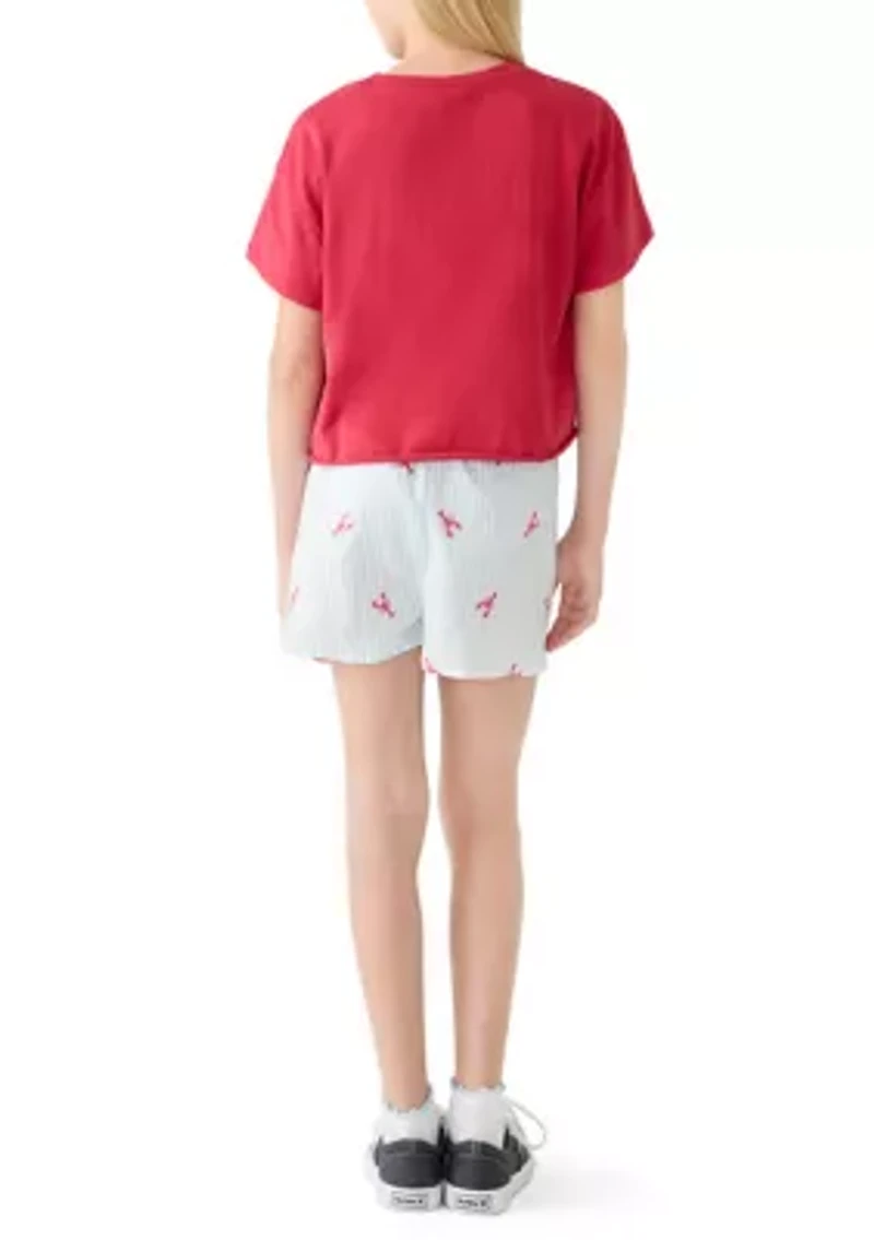 Girls 7-16 USA Shirt & Lobster Shorts Set