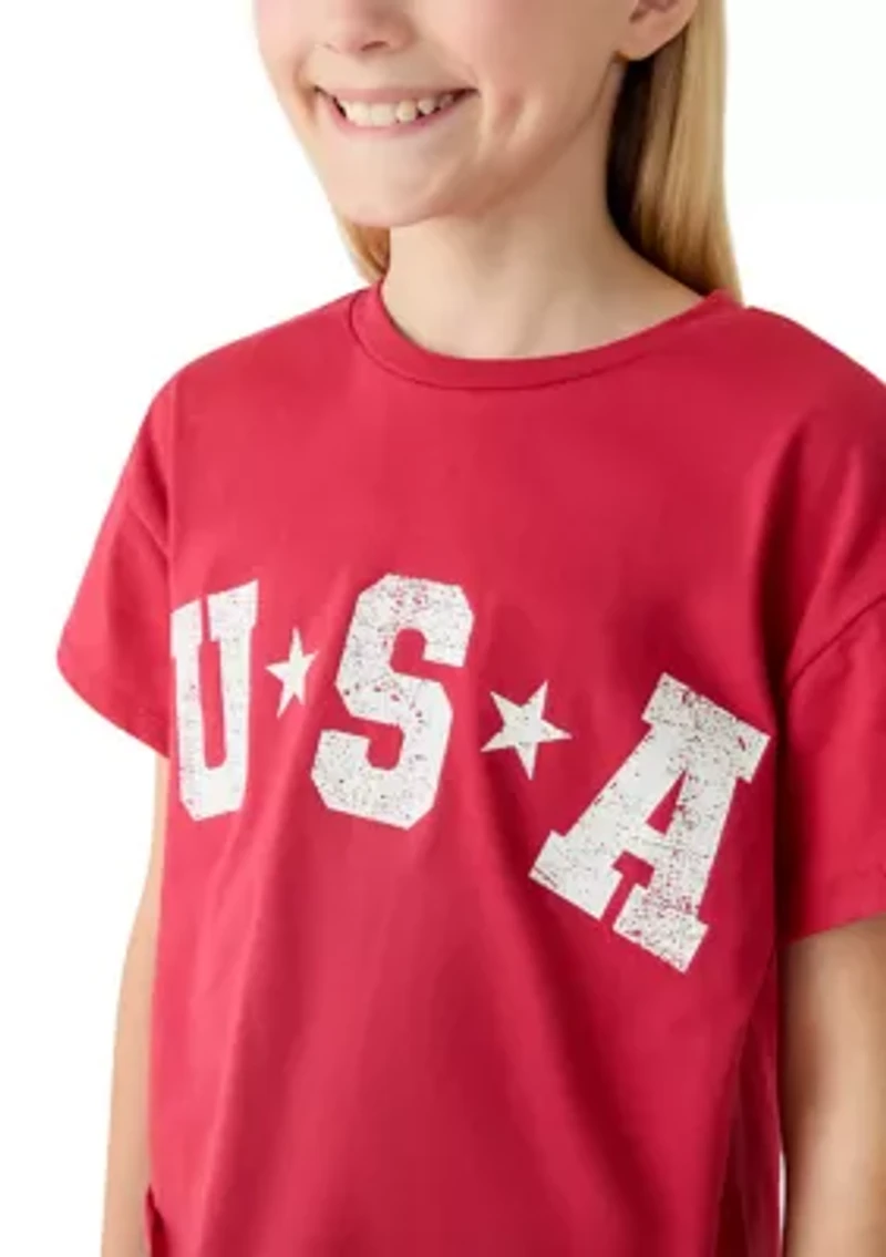Girls 7-16 USA Shirt & Lobster Shorts Set