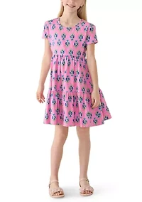 Girls 4-6 Block Printed Tiered Dress
