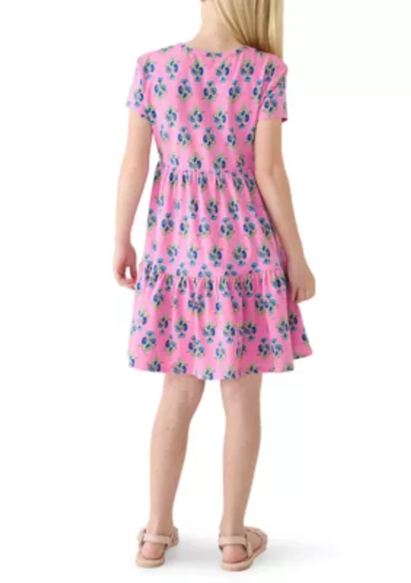Girls 4-6 Block Printed Tiered Dress