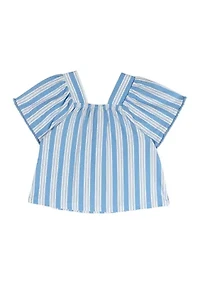 Girls 7-16 Striped Knit Top with Appliqué