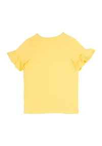 Girls 7-16 Flower Flutter Sleeve Top