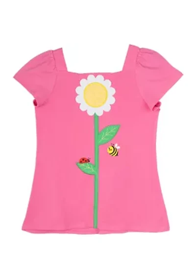 Girls 7-16 Square Neck Flower Top