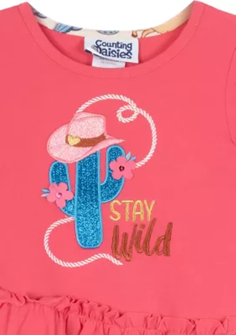 Girls 4-6x Cactus Appliqué Top
