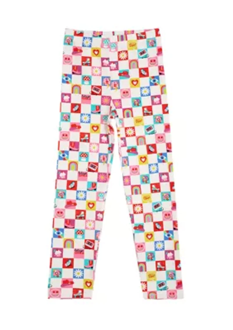 Girls 4-6x Check Icon Leggings