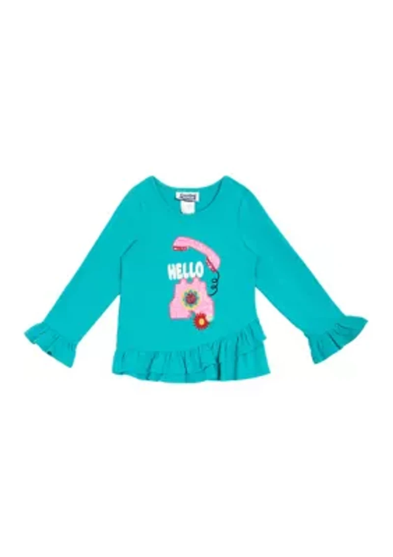 Girls 4-6x Phone Appliqué Top