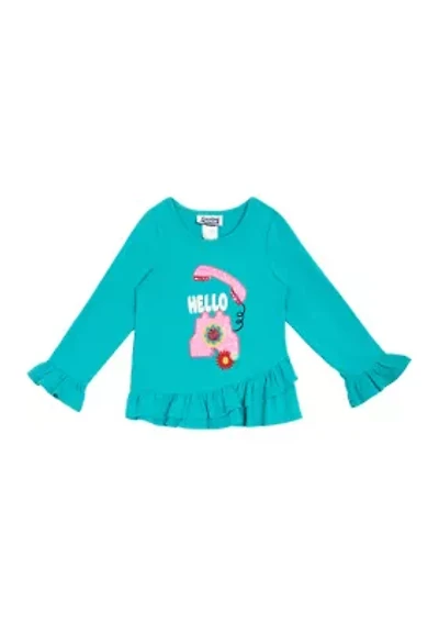 Girls 4-6x Phone Appliqué Top