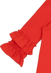 Girls 4-6x Ruffle Sleeve Smile Camera Top