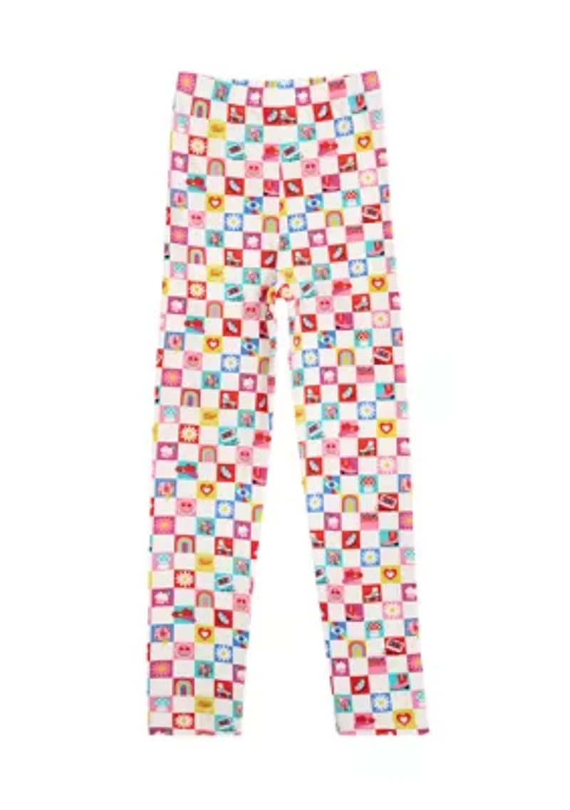 Girls 7-16 Checkered Icon Printed Leggings