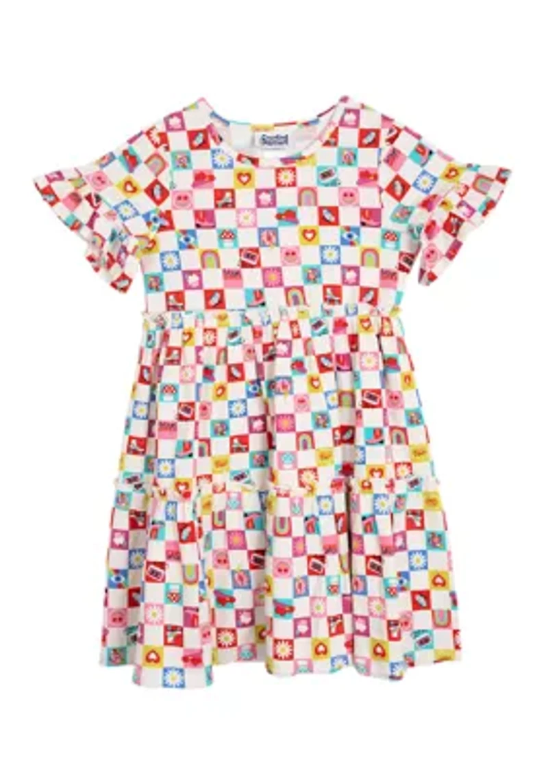 Girls 7-16 Check Icon Tiered Sundress
