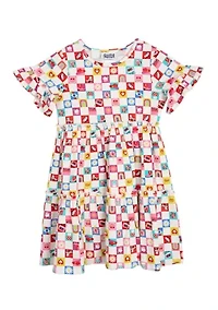 Girls 7-16 Check Icon Tiered Sundress