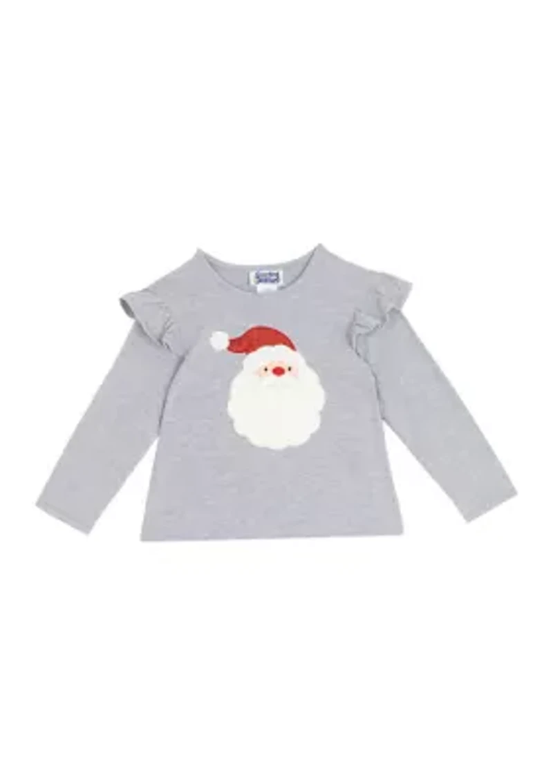 Girls 4-6x Long Sleeve Santa Graphic T-Shirt