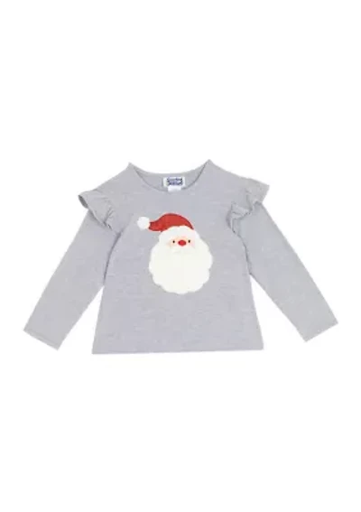 Girls 4-6x Long Sleeve Santa Graphic T-Shirt