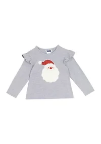 Girls 4-6x Long Sleeve Santa Graphic T-Shirt