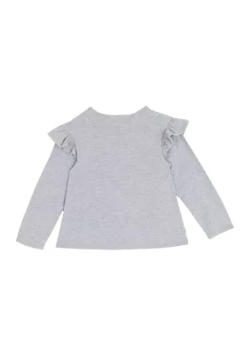 Girls 4-6x Long Sleeve Santa Graphic T-Shirt