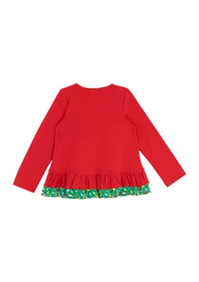 Girls 7-16 Tree Ruffle Hem Top