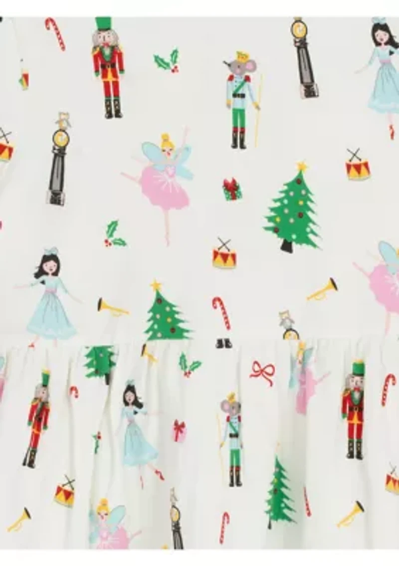 Girls 4-6x Long Sleeve Nutcracker Print Dress