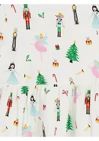 Girls 4-6x Long Sleeve Nutcracker Print Dress