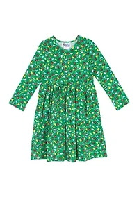 Girls 4-6x Long Sleeve Christmas Lights Print Dress