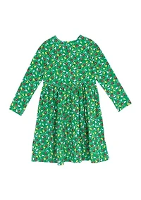 Girls 4-6x Long Sleeve Christmas Lights Print Dress