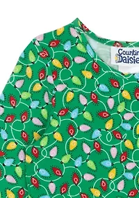 Girls 4-6x Long Sleeve Christmas Lights Print Dress