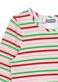 Girls 4-6x Long Sleeve Stripe Dress