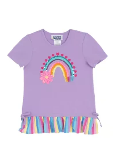 Girls 4-6x Rainbow Ruffle Top