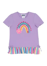 Girls 4-6x Rainbow Ruffle Top