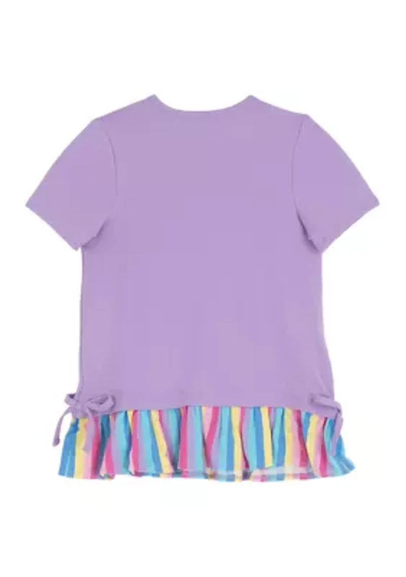 Girls 4-6x Rainbow Ruffle Top