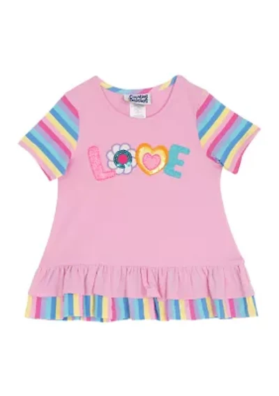 Girls 4-6x Love Ruffle Hem Top