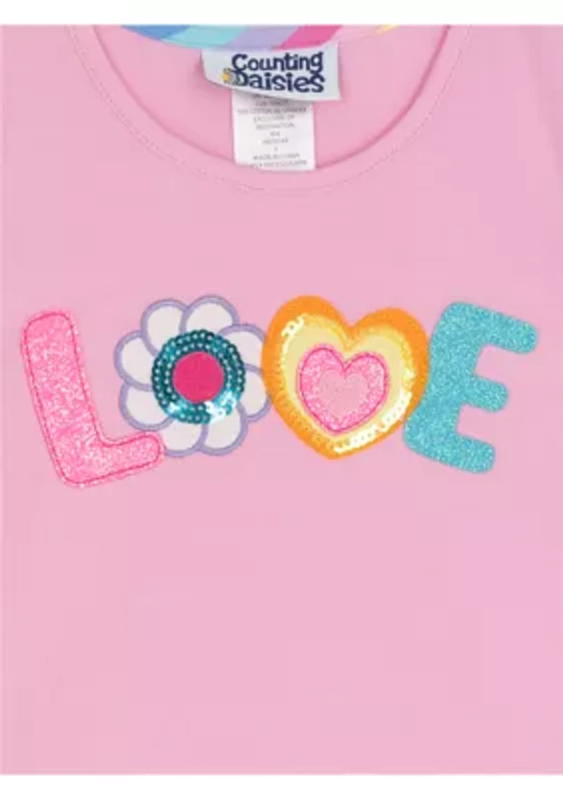 Girls 4-6x Love Ruffle Hem Top